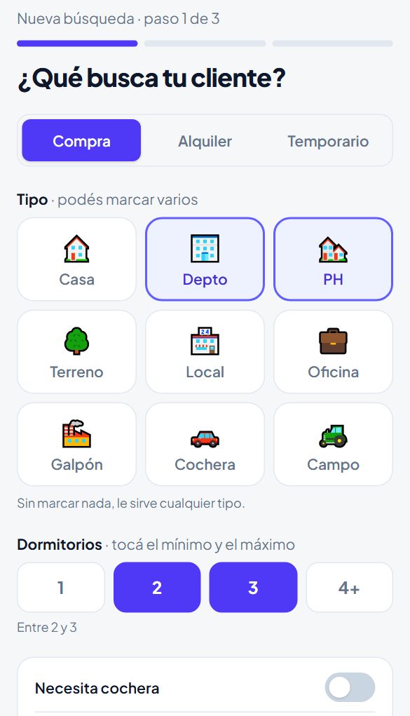 El primer paso: compra, alquiler o temporario, los tipos de propiedad y los dormitorios.