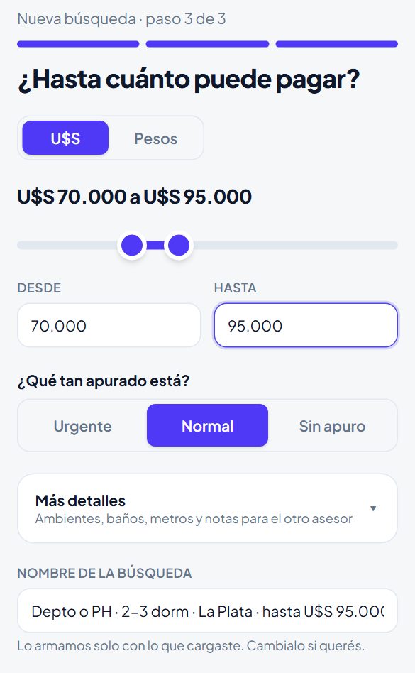 El tercer paso: la moneda, el presupuesto de 70.000 a 95.000 dólares, la urgencia y el nombre de la búsqueda.