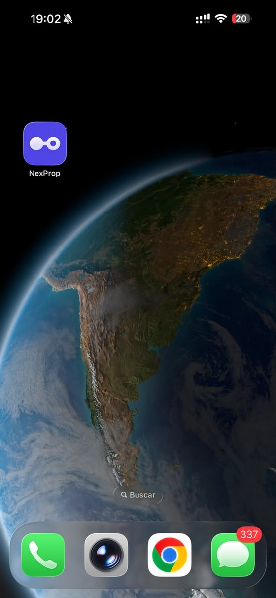 El ícono de NexProp ya instalado en la pantalla de inicio del iPhone.
